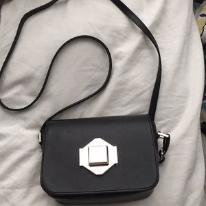 Black canvas leather crossbody